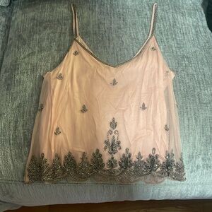 XS cropped pink camisole with beading